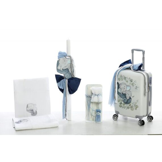 Σετ Βάπτισης με θέμα Ελεφαντάκι Ζωγραφισμένο στο Χέρι ΣΔΣ-2340 - Για Αγόρι στο Oneirokosmos