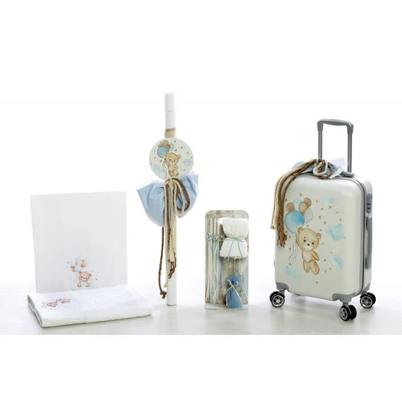 Σετ Βάπτισης με θέμα Αρκουδάκι Ζωγραφισμένο στο Χέρι ΣΔΣ-2327 - Για Αγόρι στο Oneirokosmos