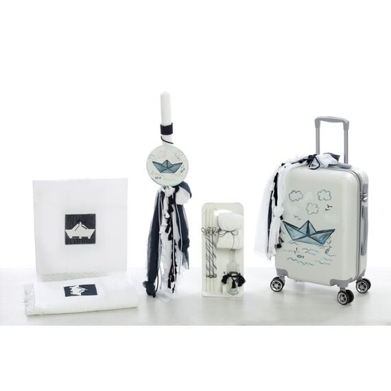 Σετ Βάπτισης με θέμα Καραβάκι Ζωγραφισμένο στο Χέρι 7 τμχ. ΣΔΣ-2326 - Για Αγόρι στο Oneirokosmos