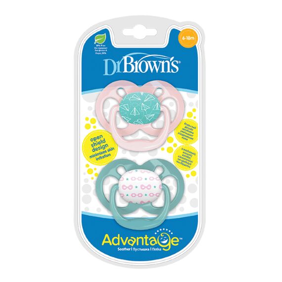 Dr.Brown's Πιπίλα Advantage 6-18m Ροζ-Τυρκουάζ 2τμχ - Πιπίλες στο Oneirokosmos