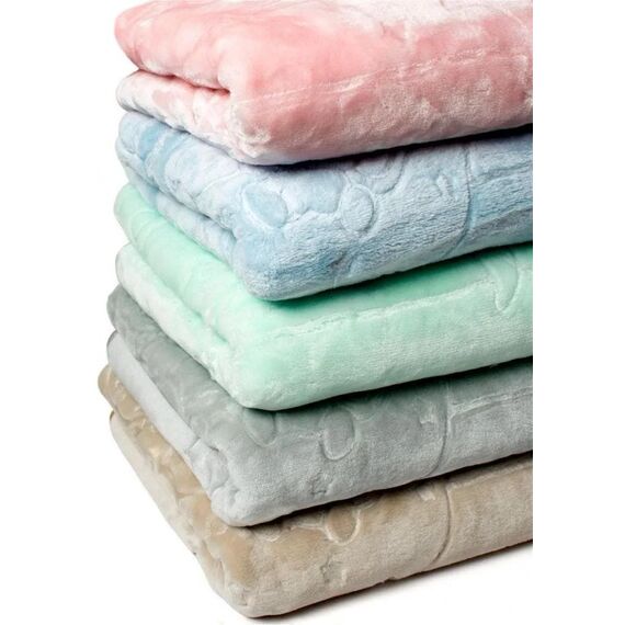 Dimcol Kουβέρτα Κούνιας Βελουτέ Ανάγλυφη Sweet Bear 12  Baby Pink 110x140 100% Polyester - Κουβέρτες στο Oneirokosmos