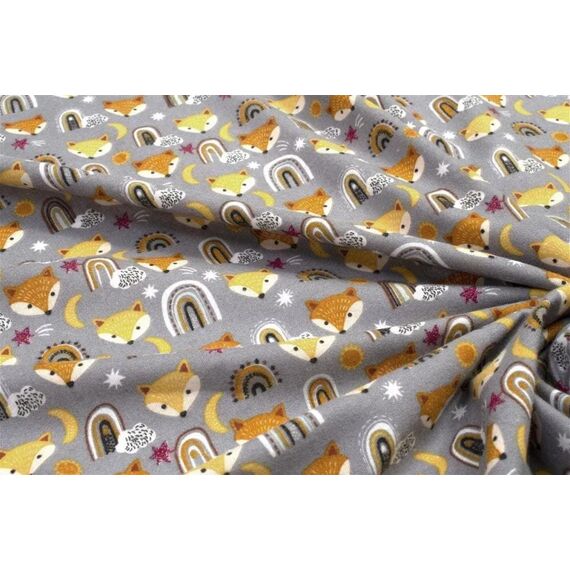 Dimcol Σετ Βρεφικά Σεντόνια Κούνιας 3τμχ Cotton 100% Flannel 120x160 εκ.  Fox 53 Grey - Σεντόνια Κούνιας στο Oneirokosmos