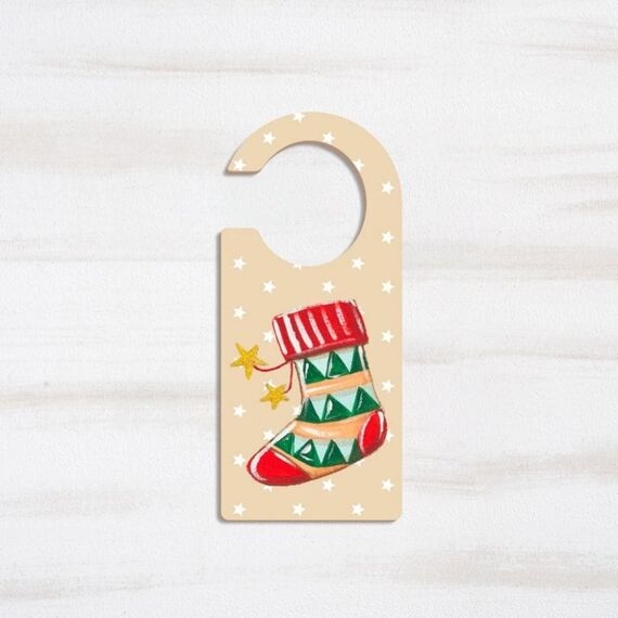 Μπομπονιέρα Βάπτισης Ξύλινο Διακοσμητικό Πόρτας Χριστουγεννιάτικη Κάλτσα ΔΠ2020-Β - Μπομπονιέρες στο Oneirokosmos