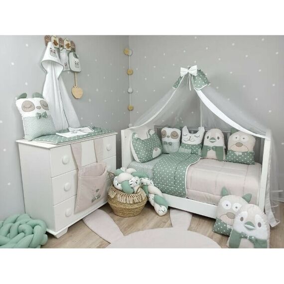 Baby Star Σετ  Προίκα Κούνιας 3 Τεμαχίων Tiny Friends Λαδί 7745Λ - Σετ Προίκας Μωρού στο Oneirokosmos