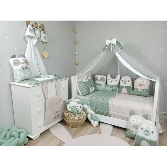 Baby Star Σετ  Προίκα Κούνιας 3 Τεμαχίων Tiny Friends Λαδί 7745Λ - Σετ Προίκας Μωρού στο Oneirokosmos