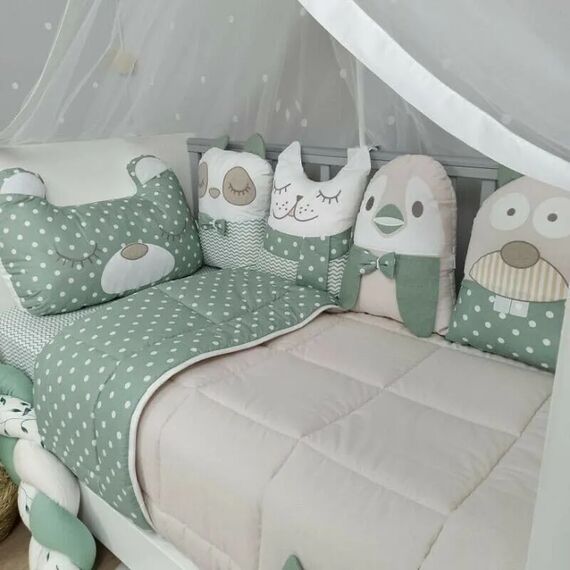 Baby Star Σετ  Προίκα Κούνιας 3 Τεμαχίων Tiny Friends Λαδί 7745Λ - Σετ Προίκας Μωρού στο Oneirokosmos