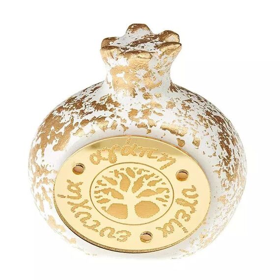 Μπομπονιέρα Γάμου Κεραμικό Ρόδι με Δέντρο Ευχών Λευκό-Χρυσό Κ663 - Μπομπονιέρες στο Oneirokosmos