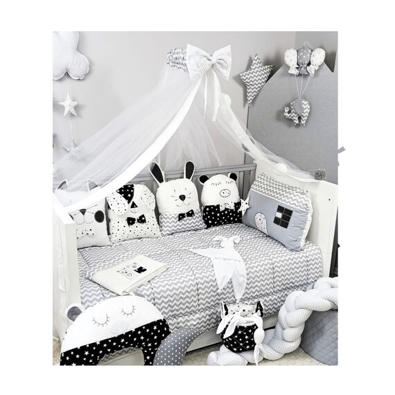 Baby Star Σετ  Προίκας Κρεβατιού 3 Τεμαχίων Sugar Family Μαύρο 7742Μ - Σετ Προίκας Μωρού στο Oneirokosmos