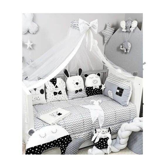Baby Star Σετ  Προίκας Κρεβατιού 3 Τεμαχίων Sugar Family Μαύρο 7742Μ - Σετ Προίκας Μωρού στο Oneirokosmos