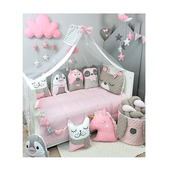 Baby Star Σετ  Προίκα Κούνιας 3 Τεμαχίων Tiny Friends Ροζ 7745Ρ - Σετ Προίκας Μωρού στο Oneirokosmos