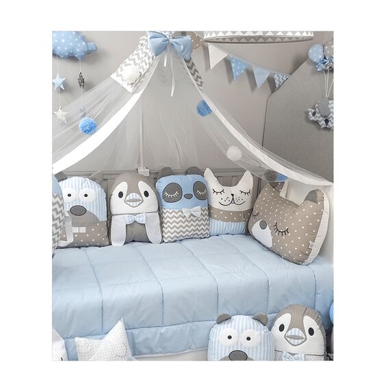 Baby Star Σετ  Προίκα Κούνιας 3 Τεμαχίων Tiny Friends Σιέλ 7745Σ - Σετ Προίκας Μωρού στο Oneirokosmos