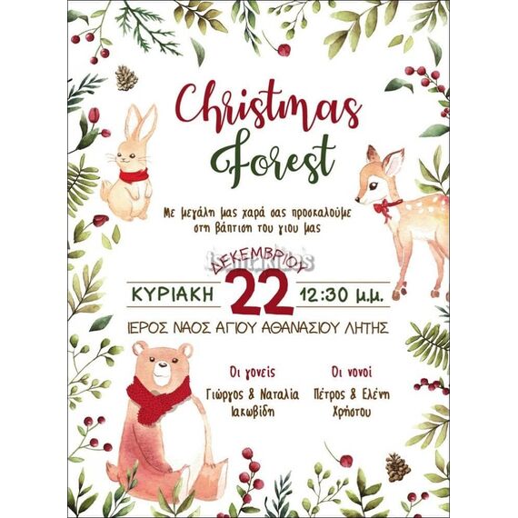 Προσκλητήριο Βάπτισης  Χριστούγεννα Β-019 - Προσκλητήρια  στο Oneirokosmos