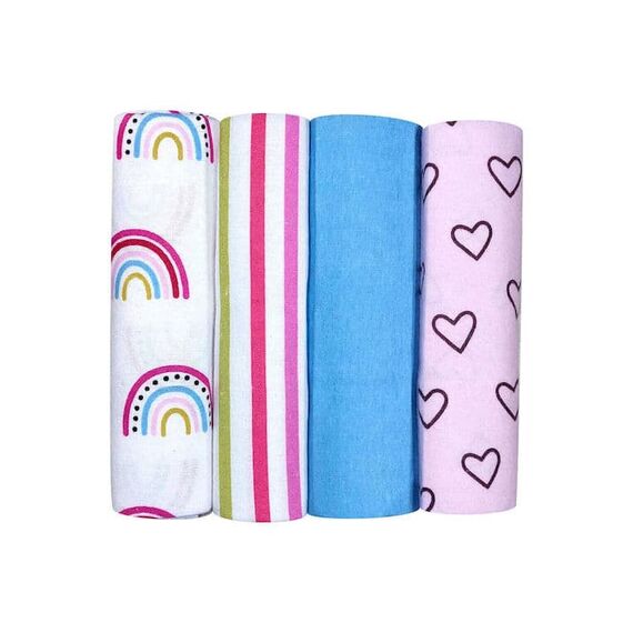 Morven Πάνες Φανελένιες  σετ 4 τεμ 23004 Ροζ - Πάνες-Λαβέτες-Σελτέδες στο Oneirokosmos