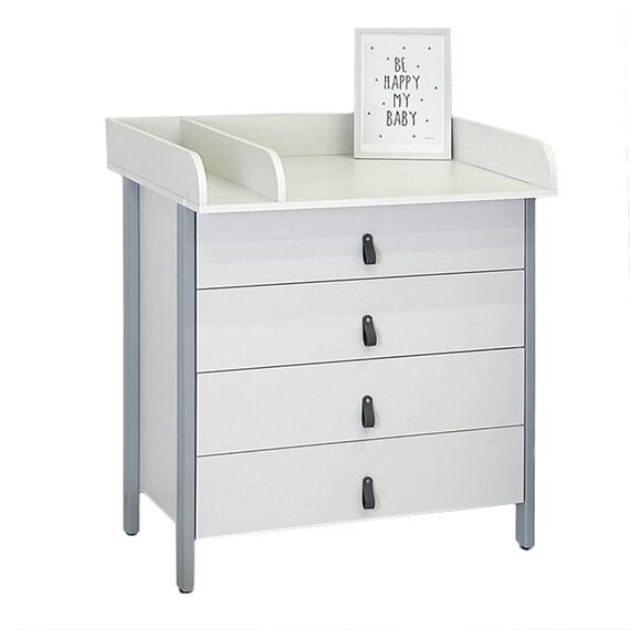 IngVart Βρεφική Συρταριέρα με Αποσπώμενη Αλλαξιέρα Scandi White/Grey - Σιφονιέρες - Αλλαξιέρες στο Oneirokosmos