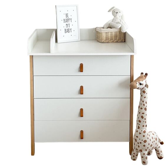 IngVart Βρεφική Συρταριέρα με Αποσπώμενη Αλλαξιέρα Scandi White/Beige - Σιφονιέρες - Αλλαξιέρες στο Oneirokosmos