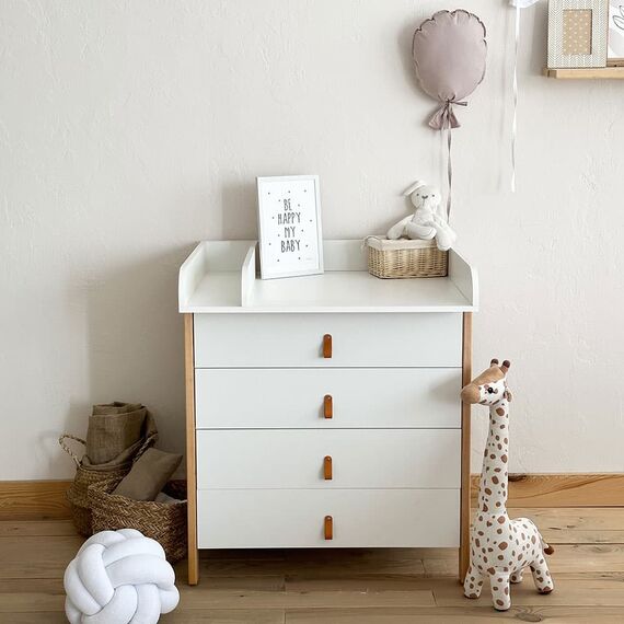 IngVart Βρεφική Συρταριέρα με Αποσπώμενη Αλλαξιέρα Scandi White/Beige - Σιφονιέρες - Αλλαξιέρες στο Oneirokosmos