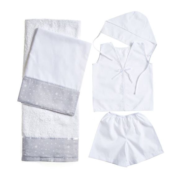 Nuovavita Σετ Βαπτιστικά Λαδόπανα Little Stars Λ210 Λευκό Γκρι 5 τεμ. - Λαδόπανα για Αγόρι στο Oneirokosmos