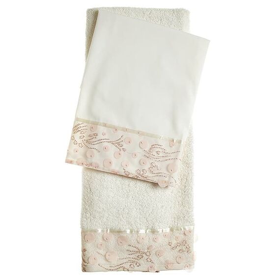 Nuovavita Σετ Βαπτιστικά Λαδόπανα με Δαντέλα και Παγέτα Εκρού Λ230 - Λαδόπανα για Κορίτσι στο Oneirokosmos