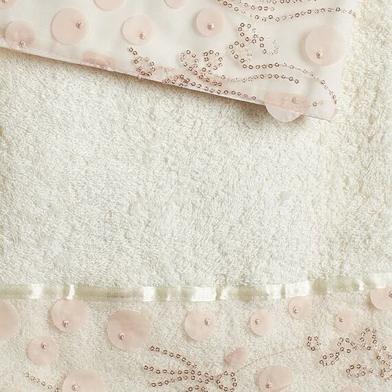 Nuovavita Σετ Βαπτιστικά Λαδόπανα με Δαντέλα και Παγέτα Εκρού Λ230 - Λαδόπανα για Κορίτσι στο Oneirokosmos