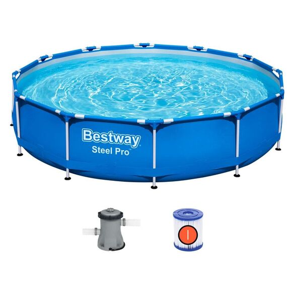 Bestway Steel Pro Πισίνα Εδάφους με Μεταλλικό Σκελετό & Αντλία Φίλτρου 366x76εκ. 6942138972467 - Θάλασσα & Πισίνα στο Oneirokosmos