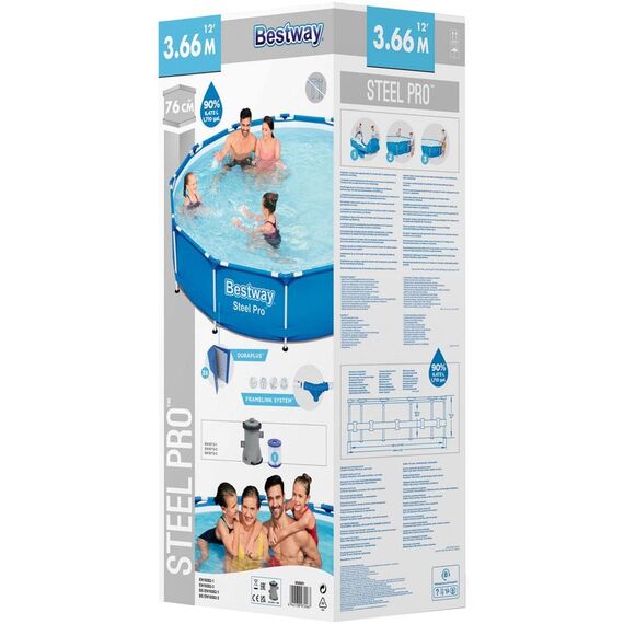 Bestway Steel Pro Πισίνα Εδάφους με Μεταλλικό Σκελετό & Αντλία Φίλτρου 366x76εκ. 6942138972467 - Θάλασσα & Πισίνα στο Oneirokosmos