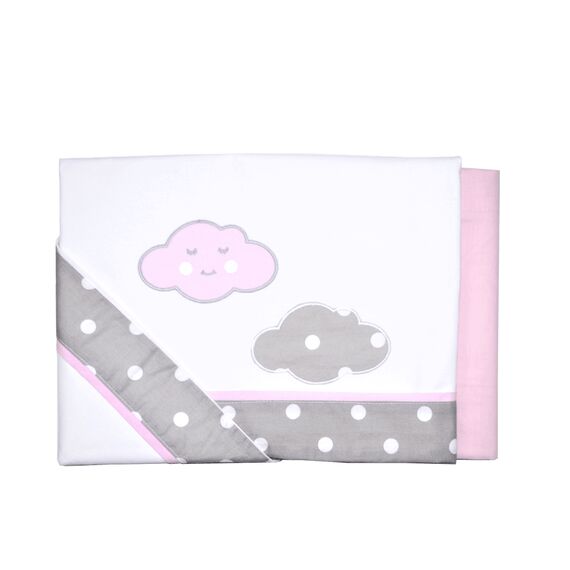 Baby Star Σετ Σεντόνια Κούνιας Σύννεφο 3 τεμ. Ροζ - Σεντόνια Κούνιας στο Oneirokosmos