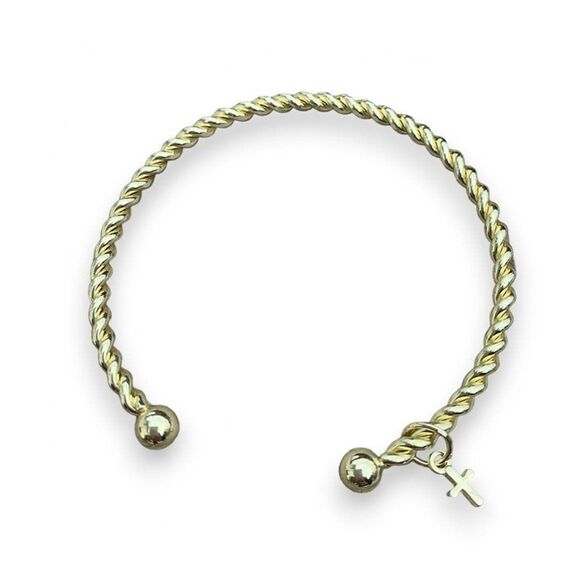 Riniotis Μαρτυρικό Βάπτισης Χειροπέδα Χρυσή Στριφτή με Σταυρουδάκι 25 τεμ. Μ154 - Για Κορίτσι στο Oneirokosmos