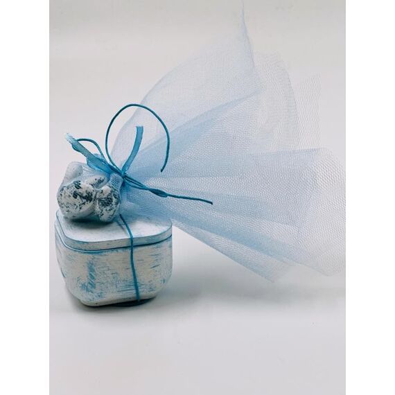 Μπομπονιέρα Βάπτισης Υγρής Πορσελάνης Blue Watercolor - Για Αγόρι στο Oneirokosmos