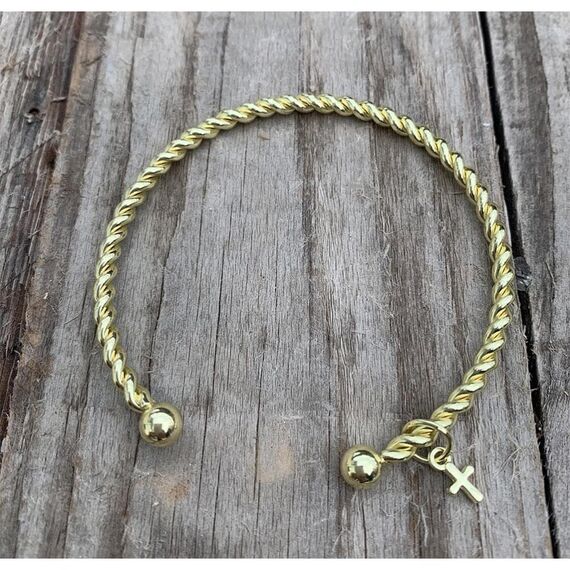 Riniotis Μαρτυρικό Βάπτισης Χειροπέδα Χρυσή Στριφτή με Σταυρουδάκι 25 τεμ. Μ154 - Για Κορίτσι στο Oneirokosmos