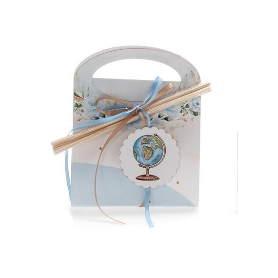 Μπομπονιέρα Βάπτισης Χάρτινο Τσαντάκι με  Αρωματικό Χώρου Υδρόγειος Θ4 - Για Αγόρι στο Oneirokosmos