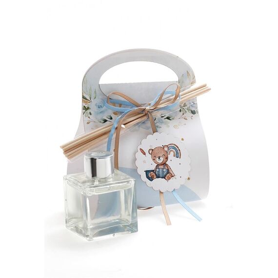 Μπομπονιέρα Βάπτισης Χάρτινο Τσαντάκι με  Αρωματικό Χώρου Αρκουδάκι Θ8 - Για Αγόρι στο Oneirokosmos