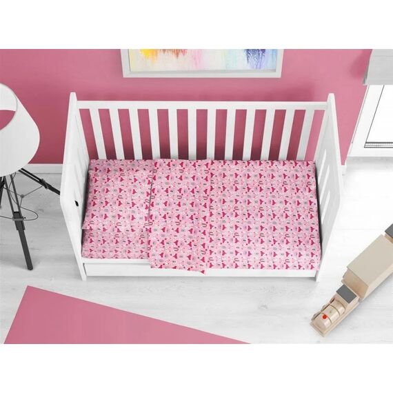 Dimcol Σετ Βρεφικά Σεντόνια Κούνιας 3τμχ 100% Cotton Bebe Fox 525 120X160 Pink - Σεντόνια Κούνιας στο Oneirokosmos