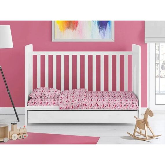 Dimcol Σετ Βρεφικά Σεντόνια Κούνιας 3τμχ 100% Cotton Bebe Fox 525 120X160 Pink - Σεντόνια Κούνιας στο Oneirokosmos
