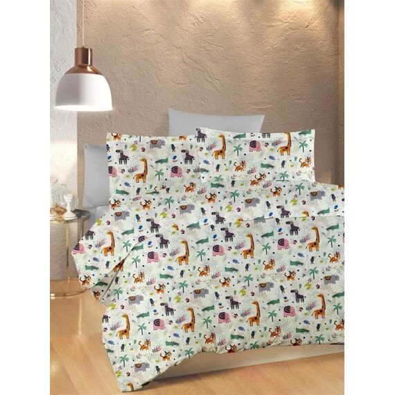 Dimcol Σετ Βρεφικά Σεντόνια Κούνιας 3τμχ 100% Cotton Bebe Zoo 556 120X160 White-Multi - Σεντόνια Κούνιας στο Oneirokosmos