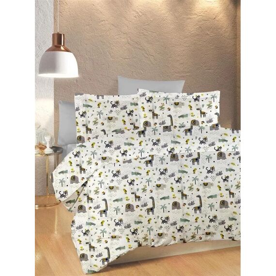 Dimcol Σετ Βρεφικά Σεντόνια Κούνιας 3τμχ 100% Cotton Bebe Zoo 557 120X160 White-Grey - Σεντόνια Κούνιας στο Oneirokosmos