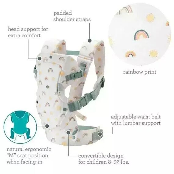Infantino Μάρσιπος Flip 4-in-1 Convertible Carrier Rainbow  B-300117-01 - Μάρσιποι στο Oneirokosmos