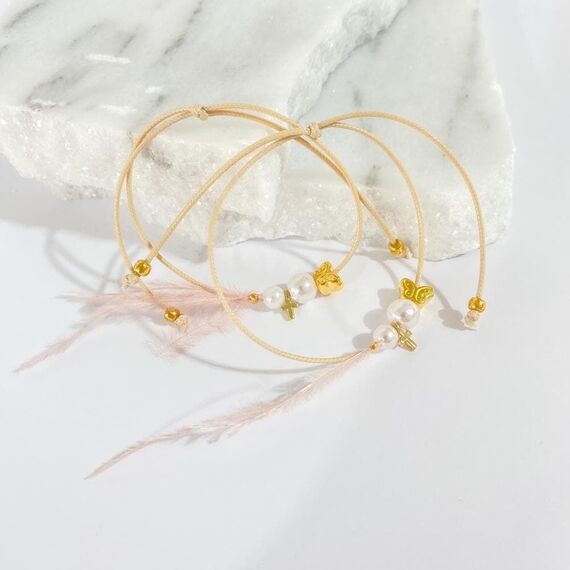 Afitexno Μαρτυρικό Βάπτισης Βραχιόλι με Μεταξωτό Κορδόνι και Στοιχείο Πεταλούδα 24κ. 50τεμ. 24005 - Για Κορίτσι στο Oneirokosmos