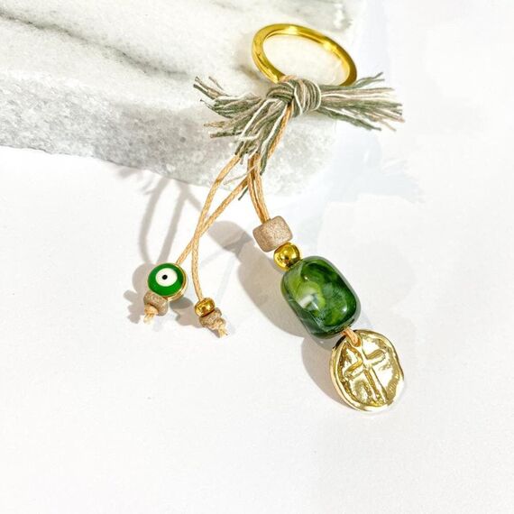 Afitexno Μαρτυρικό Βάπτισης Μπρελόκ με Ακρυλικό Σμάλτο Μάτι και Επίχρυσο Σταυρό. 50τεμ. 24046 - Για Αγόρι στο Oneirokosmos