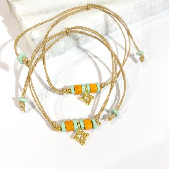 Afitexno Μαρτυρικό Βάπτισης Βραχιόλι με Κεραμικές Χάντρες και Επίχρυσο Σταυρό 24κ 50τεμ. 24053 - Για Αγόρι στο Oneirokosmos