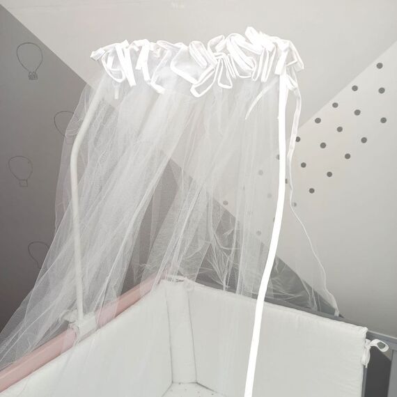 Baby Star Κουνουπιέρα Κούνιας από Τούλι με Ρέλι Λευκό 7201.Λ - Κουνουπιέρες στο Oneirokosmos