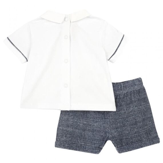 Chicco Σετ Κοντομάνικο Μπλουζάκι Πόλο με Σορτς Λευκό-Denim 75769-038 - Προσφορές στο Oneirokosmos