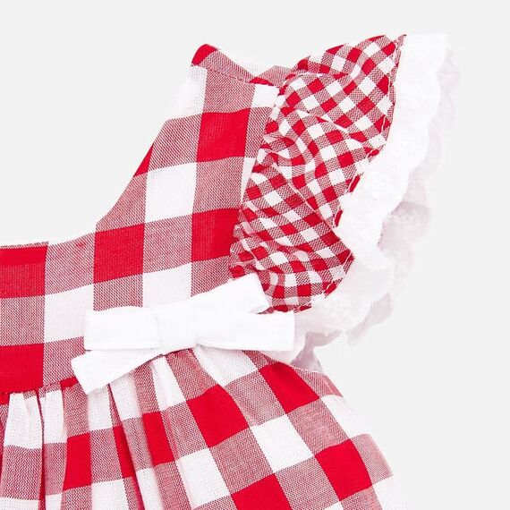 Mayoral Φόρεμα σταμπωτό με καρό βρακάκι για Νεογέννητο κορίτσι-κόκκινo 1859-81 - Newborm στο Oneirokosmos