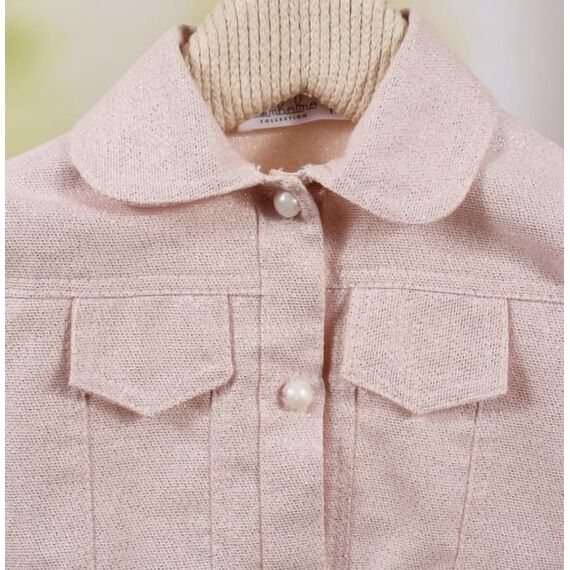 Bambolino: Athina Βαπτιστικό ζακετάκι για κορίτσι τύπου jean 8747 - Ρούχα Βάπτισης για Κορίτσι στο Oneirokosmos
