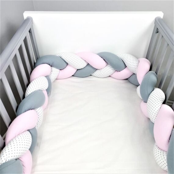 Baby Star  Πάντα Πλεξούδα Ροζ-Γκρι-Λευκό με Αστέρι 19Χ200cm - Πάντες στο Oneirokosmos