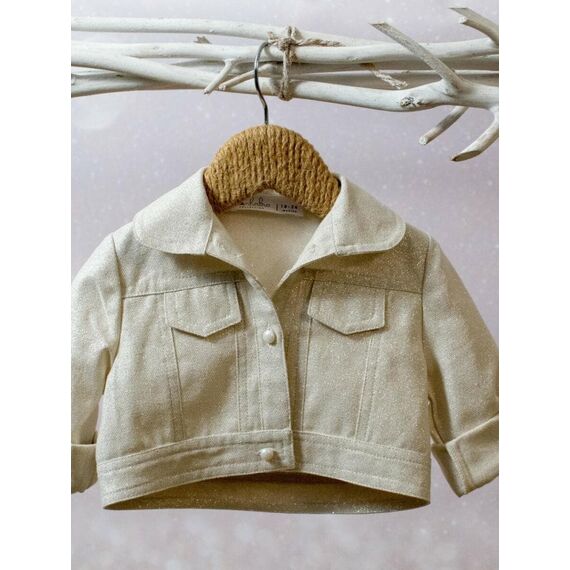 Bambolino: Aggelina Βαπτιστικό ζακετάκι για κορίτσι τύπου jean 8746 - Ρούχα Βάπτισης για Κορίτσι στο Oneirokosmos