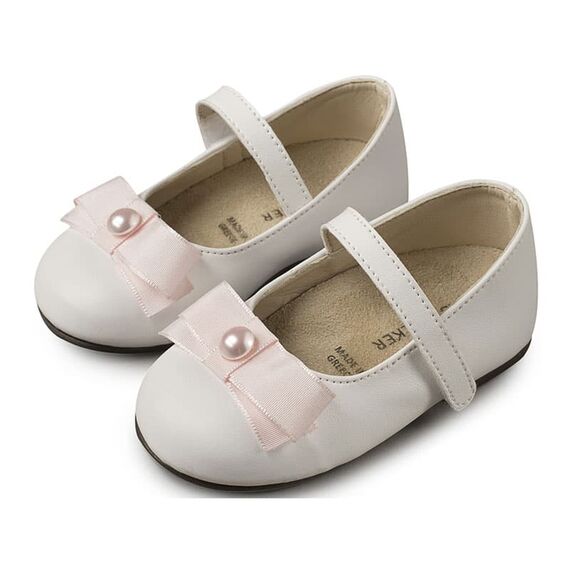 Babywalker Γοβάκι Μονή Μπαρέτα με Φιόγκο BS3500 Λευκό-Ροζ - Βαπτιστικό Παπούτσι για Κορίτσι στο Oneirokosmos