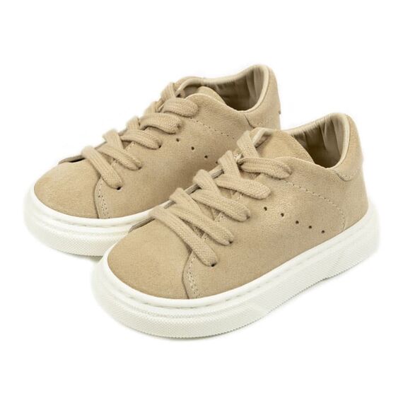 Babywalker Δερμάτινο Δετό Σνίκερ BW4233 Μπεζ - Βαπτιστικό Παπούτσι για Αγόρι στο Oneirokosmos