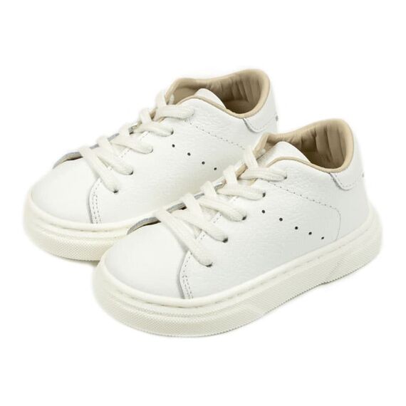 Babywalker Δερμάτινο Δετό Σνίκερ BW4233 Λευκό - Βαπτιστικό Παπούτσι για Αγόρι στο Oneirokosmos