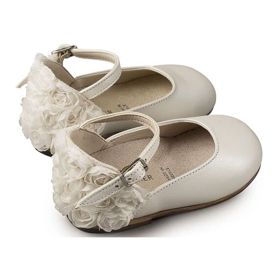 Babywalker Γαλλικό Γοβάκι με Διακοσμημένη Φτέρνα απο  Λουλούδια BW4503 Εκρού - Βαπτιστικό Παπούτσι για Κορίτσι στο Oneirokosmos