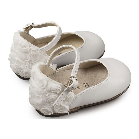 Babywalker Γαλλικό Γοβάκι με Διακοσμημένη Φτέρνα απο  Λουλούδια BW4503 Λευκό - Βαπτιστικό Παπούτσι για Κορίτσι στο Oneirokosmos